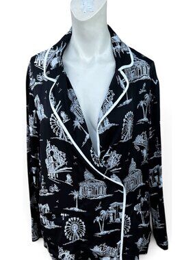 Maje Printed Shirt | Black White Scenic Toile | Sz 3 US L | NWT